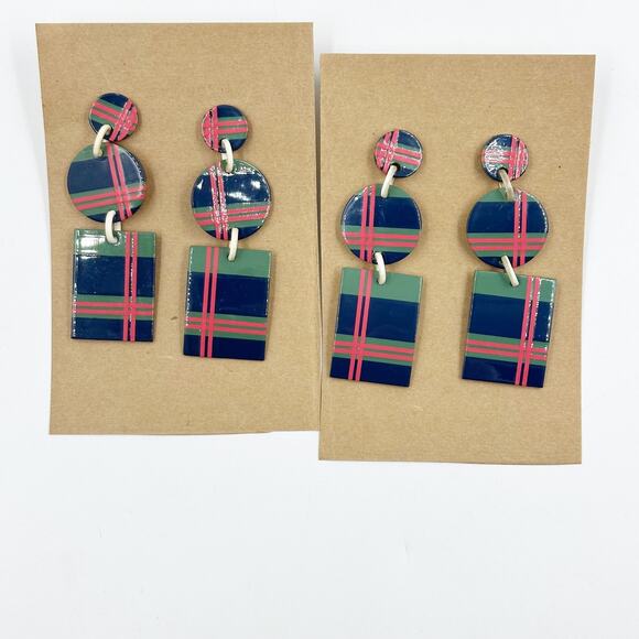 Sunshine Tienda WINTER HARBOR Drop EARRINGS Buffalo Horn Navy 3 in NEW NWT - Picture 5 of 7